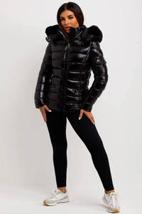 Veste matelassée en chanvre tissé épais de haute qualité, à blocs de couleur, nouvelle collection d'hiver, duvet de canard blanc, capuche à lettres, chaude pour femmes - Product Image 5