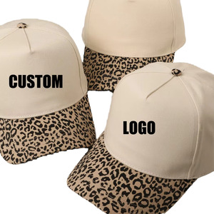 Two Tone <b>Leopard</b> Camo 5-Panel Adult Unisex Baseball Caps 100% Cotton 3D Embroidery Front Logo Button Four Seasons Casual Logo - Product Image 4