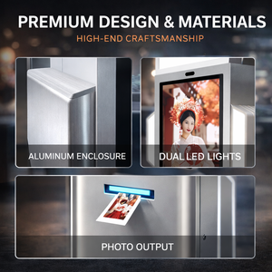 Kiosque <span class=keywords><strong>photo</strong></span> instantané IA de 32 pouces avec arrière-plans élégants et amusants et prise <span class=keywords><strong>en</strong></span> charge de l'importation de photos depuis un téléphone portable pour l'impression - Product Image 4