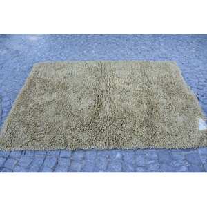 Tapis Turc Vintage Moderne 4.3X6.6 pieds Classique Beige Patchwork Design Fait Main Laine Faux Fourrure de Lapin Latex Rectangle Couloir - Product Image 4