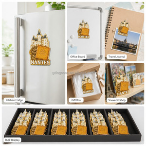 Imán de nevera personalizado de fábrica, Nantes, Francia, regalo de viaje, chapado en oro, esmaltado, recuerdo del Château <span class=keywords><strong>Petit</strong></span> Beurre para mayoristas - Product Image 3