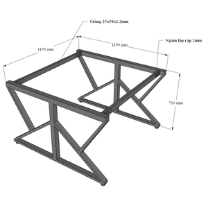 Mesa de Centro Industrial de 2 Plazas, 120x120cm, Madera de Caucho con Patas de Hierro en Forma de K, Requiere Ensamblaje - Product Image 5