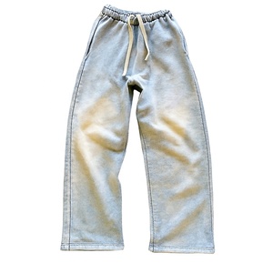 Pantalones rectos lavados con ácido personalizados unisex con cordón y bolsillos laterales estilo Hip Hop pantalones cálidos de invierno para hombres - Product Image 1