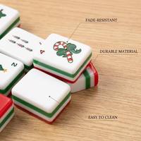 Mahjong Américain Personnalisé de Noël en Gros, 160 Tuiles, Motif Bonhomme en Pain d'Épices et Canne à Sucre, Ensemble de Jeu Festif