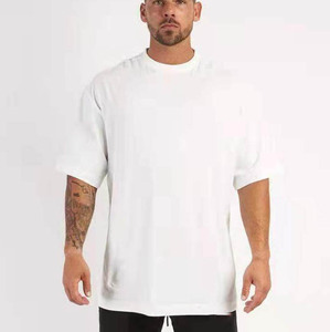 เสื้อยืดขนาดใหญ่สำหรับผู้ชายเสื้อยืดแฟชั่นสำหรับผู้ชายชุดออกกำลังกายฟิตเนสผ้าคอตตอน5% 95% ขนาดใหญ่ - Product Image 3