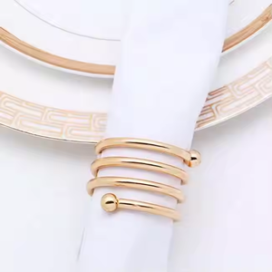 ห่วงใส่ผ้าเช็ดปากสีทองรูปทรงสี่เหลี่ยมและรูปทรงกลมสำหรับงานแต่งงานงานปาร์ตี้ตกแต่งบนโต๊ะทำจากทองเหลือง - Product Image 3