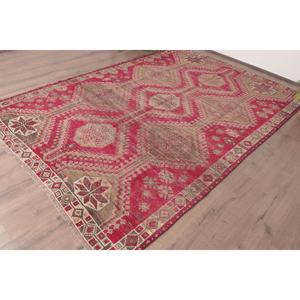 Tapis turc vintage 6,1 x 9,2 pieds, grand tapis, tapis à motifs de plantes et d'arbres rouges - Product Image 2