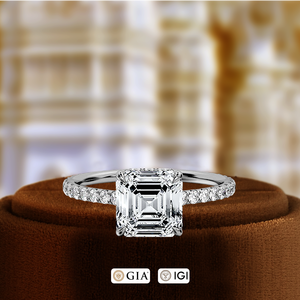 Anillo de Compromiso con Diamante Cultivado en Laboratorio de 1 Quilate, Corte Asscher, Pavé, Certificado IGI, Oro Blanco de 14k, Regalo de Aniversario para Ella, Día Especial - Product Image 2