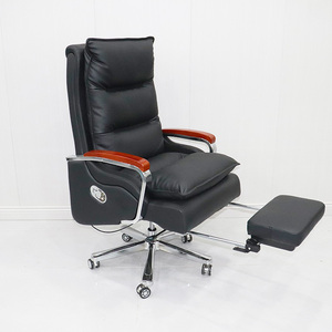 Silla Ergonómica Ejecutiva Moderna para Oficina con Reposapiés de Masaje Reclinable, Estructura de Acero Inoxidable, Ajuste Manual, Giratoria y con Elevación - Product Image 2