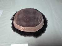 Perruque toupet afro en cheveux humains Remy indiens 100% - Ondulation d'eau - Ondulation lâche - Ondulation naturelle - Imperméable - Base en monofilament Taz Hair BD
