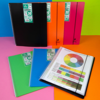 Carpeta de presentación A4 de material PP con logotipo personalizado con 30 mangas espirales flexibles bolsa de archivo fluorescente en 5 colores