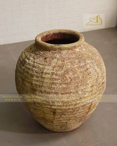 Pot en céramique jaune OC056H68YE Ocean-Pot de fleur rond élégant pour usage domestique en plein air, décor de jardin et mini créations de paysages. - Product Image 2