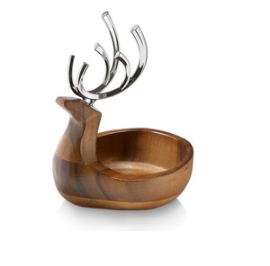 Ensemble de 3 bols décoratifs en bois de manguier de haute qualité pour salade et soupe, décoration d'intérieur avec finition polie en noyer - Product Image 3