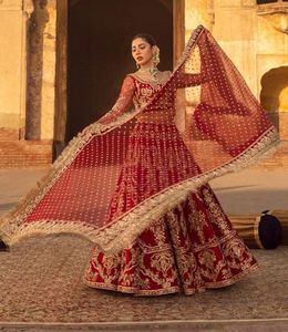 2023ใหม่ชุดเดรส lehenga ปักลาย zari สำหรับงานแต่งงานผ้าไหมทำจากแก้วคริสตัล - Product Image 1