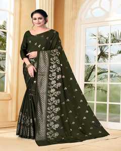 Algodón Organza Party Wear Sari con encaje de flores y blusa - Product Image 2