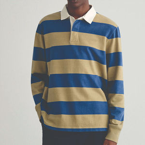 Camisas Polo de Manga Larga de Algodón Premium Hechas a Medida para Hombre, Diseño a Rayas Sólidas, Productos Confiables a Bajo Precio al por Mayor - Product Image 2