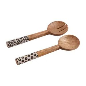 Ensemble de 2 serveurs à salade en bois naturel avec manche long pour mariage et hôtels, utilisation sur table, outils à salade en gros - Product Image 2