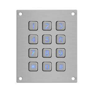 IP65 endüstriyel telefon erişim kontrol sistemi için 12 anahtar 3x4 paslanmaz çelik Metal arkadan aydınlatmalı sayısal tuş takımı - Product Image 2
