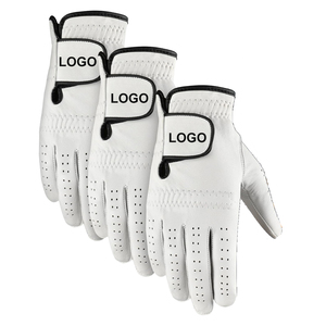 Private Label Men Women Sheepskin Cabretta Leather Golf Gloves White Color Easy Grip Adjustable Wrist Strap <b>Hook</b> Loop Hands - Product Image 5