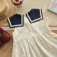 Robe smockée Jiefute style nautique, robe smockée à la machine pour filles, broderie bateau à voile et phare, vêtements d'été pour enfants, offre OEM/ODM