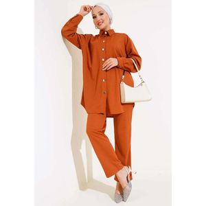 ชุด2ชิ้นลำลองกระดุมโลหะสีน้ำตาล - Product Image 1