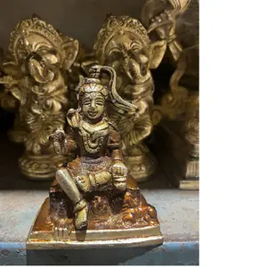 定制的湿婆神黄铜偶像，尺寸5英寸，非常适合印度寺庙用品商店转售和家居装饰