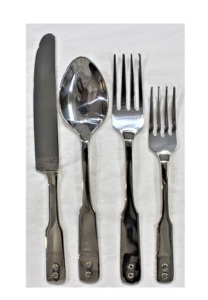 Juego de cubiertos con mango de latón niquelado y estilo moderno, vajilla y cubiertos de boda con diseño moderno de construcción de metal - Product Image 2