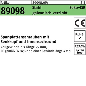 Chipboard <b>Screws</b> R 89098 SEKO VG ISR 3 X 25-T10 Steel 200 Pcs FS Pack - Product Image 1