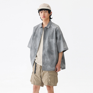 <span class=keywords><strong>Chemise</strong></span> multicolore à manches courtes, style classique et camouflage, tissu respirant, coupe ajustable, détails personnalisés - Product Image 3