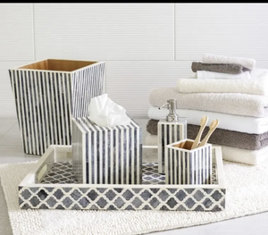 Nouvel arrivage Accessoires de salle de bain de luxe en incrustation d'os Ensemble de salle de bain blanc pour usage domestique pour la vente en gros ou les cadeaux - Product Image 1