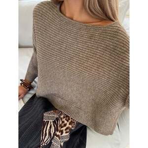 Suéter de Punto Vintage para Mujer con Hombros Descubiertos y Lazos Suaves, 100% Acrílico, Anti-Pilling - Product Image 2