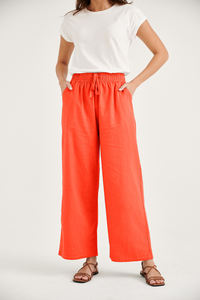 Femmes taille haute jambe large pantalon nouveau bureau à la mode Design formel respirant été élastique décoration sueur plat avant - Product Image 3