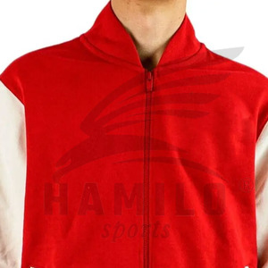 เสื้อแจ็คเก็ตบอมเบอร์ผู้ชาย HAMILO สีแดงขาว ไซส์ใหญ่ คอตั้ง ติดกระดุม ปักโลโก้ สวมใส่สบายในฤดูหนาว แต่งขอบด้วยขนมิงค์ - Product Image 6