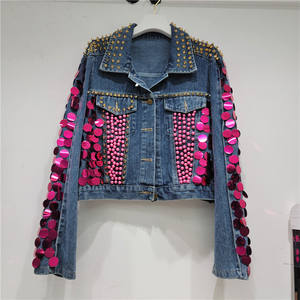 Tendance haute qualité manches régulières femme Denim veste Jeans camionneur veste pour femmes filles veste pour dames - Product Image 5