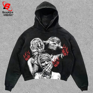 Sudaderas con capucha personalizadas para hombres 100% algodón peso pesado calidad de lujo Puff impresión ropa de calle de gran tamaño sudaderas con capucha para hombres - Product Image 6