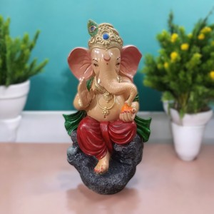 Estatua de Ganesh Ji de Poliresina, Modelo Hecho a Mano, Pintado a Mano, Decoración Religiosa Tradicional, Pooja, Boda, Hogar, Estilo Indio - Product Image 3
