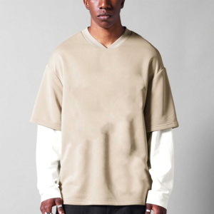 T-shirt en coton 100% vintage surdimensionné pour homme, à manches longues, respirant, double couche, poids lourd, nouvelle conception 2025, vente en gros - Product Image 5