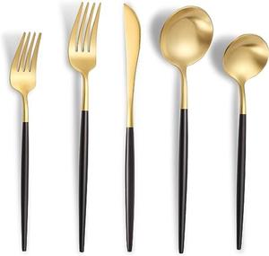 Good Quality Stainless Steel Gold Mirror Polished Flatware Wholesale <b>Dinner</b> Spoon & Fork <b>Knife</b> Buffet Metal Cutlery Set - Product Image 5