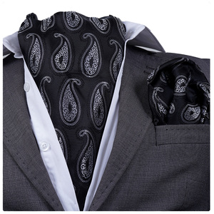 ชุดผ้าเช็ดหน้าดีไซน์เนอร์สุดพิเศษ Exve ลาย Paisley สีดำเทา ผลิตจากโพลีเอสเตอร์ 100% สำหรับเจ้าบ่าว - Product Image 1