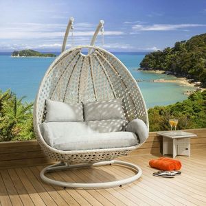 Luxury Double Seat Outdoor <b>Swing</b> Chair Heavy Duty Steel <b>Frame</b> Garden Hanging Basket Cushion Balcony Lounge Egg Chair Wholesale - Product Image 2