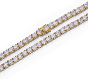 Collier en argent sterling avec pendentifs de style hip-hop en moissanite VVS1, passe le testeur de diamants, plaqué or, chaîne tennis en diamants taille ronde - Product Image 3