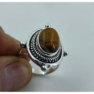 Handmade 925 Sterling Silver <b>Tiger</b> <b>Eye</b> <b>Ring</b> Boho Style Natural Oval <b>Tiger</b> <b>Eye</b> Gift for Occasion - Product Image 4