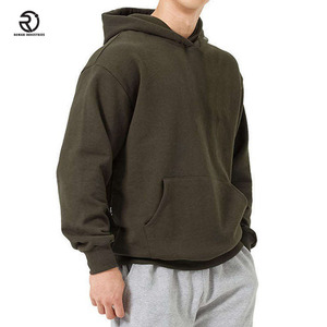 Logo personnalisé épaule tombante sans ficelle couleur unie lourd 100% coton lourd imprimé pull hommes sweats à capuche & sweat-shirts - Product Image 6