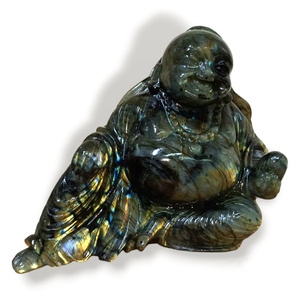 Labradorite Laughing Buddha Gemstone Crystal Carving Art Decor Semi precious stone gift decor Healing crystal - Product Image 3