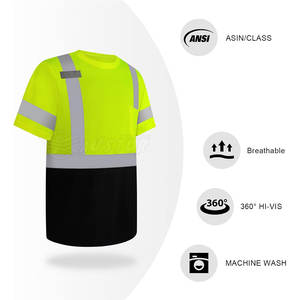 เสื้อยืดแขนสั้นความปลอดภัยเสื้อทำงาน Hi VIS ระบายอากาศได้ดี - Product Image 3