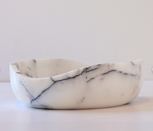 Wholesale Bulk Veinede White Marble Fruit Bowl Elegant Center pice for Wedding Decor Hotel Restaurant <b>Tabletop</b> <b>Display</b> - Product Image 2