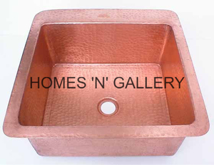 Antique Copper Single Bowl <b>Kitchen</b> <b>Sink</b> with High Quality Classic Finish Hammered Rectangular Style Faucet for India Standard - Product Image 1
