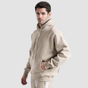 Sudadera con Capucha Beige Baseline 100% Algodón French Terry Tallas XXS-6XL Estampado Serigrafiado Impresión de Silicona Bordado Liso - Product Image 3
