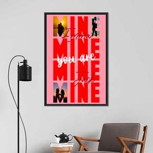 Custom Printed Canvas Art: Personalized Couples Valentine's Day Decor,Black <b>Framed</b> - Product Image 1