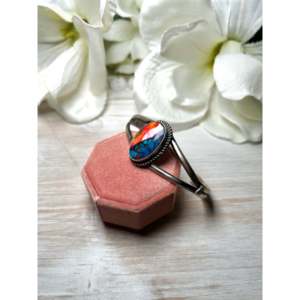 Navajo Handmade Mohave Turquoise & Sterling Silver Fashion Cuff Bracelet - Product Image 3